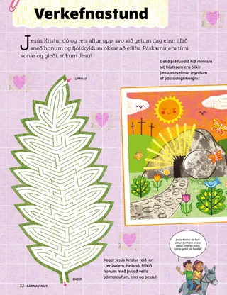 PDF-síða með páskaverkefnum