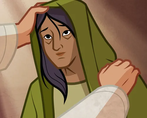 Jesus blesses the woman.