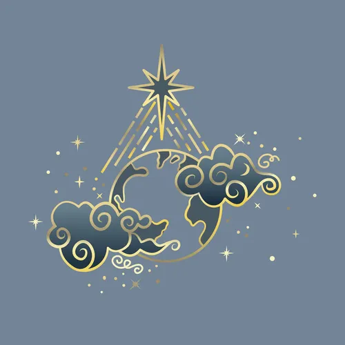 illustration of a star shining light over the earth