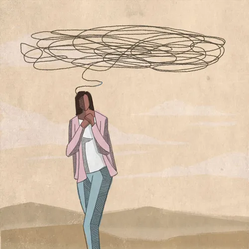 illustration of a woman with a cloud over her head