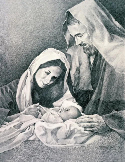 La Natividad, por Ted Henninger (62495); Las Bellas Artes del Evangelio 201; Manual de la Primaria 1-16; Manual de la Primaria 2-06; Lucas 2:7.