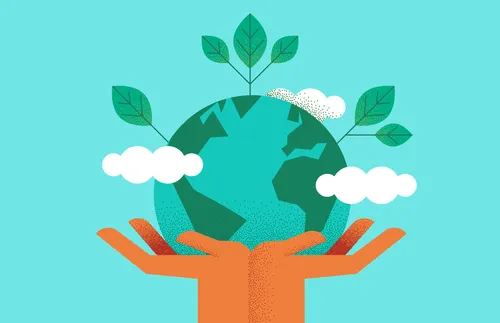 illustration of hands holding globe