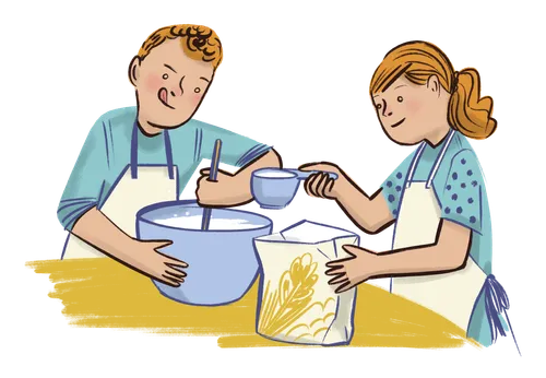 Kids baking together