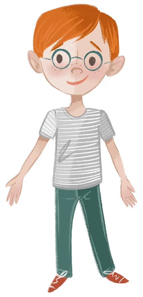boy in glasses smiling