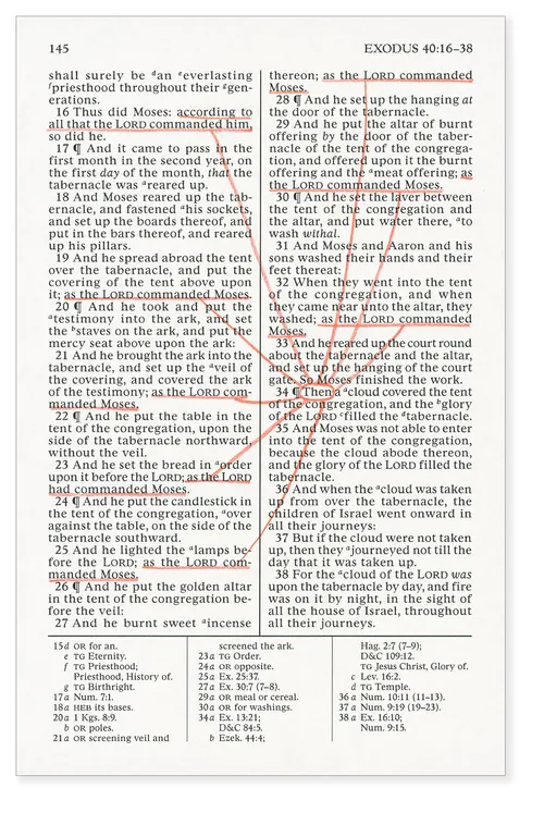 page marquée d’Exode 40