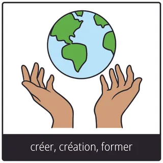 Pictogramme de l’Évangile pour « créer, création, former »