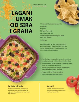 PDF stranice zdjele čipsa od tortilje, tepsije umaka od graha i rajčica