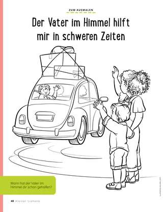 coloring page of boy waving while friend drives away