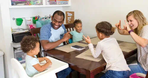 parents teach small children