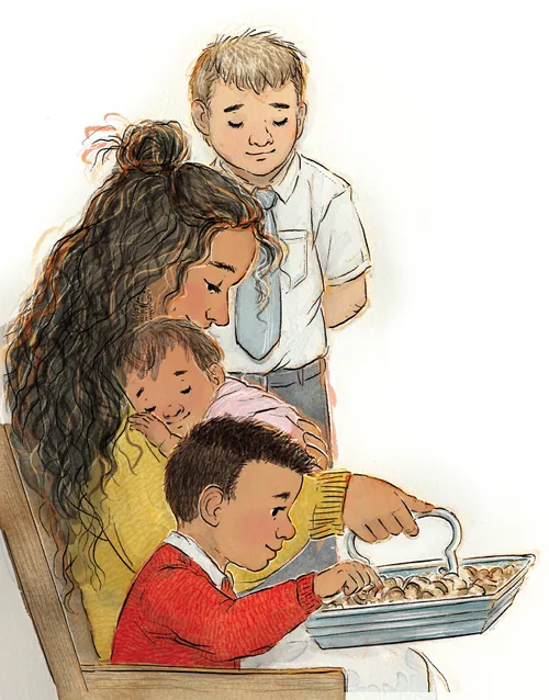 Family taking sacrament together