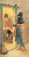 Israelite brushing blood on doorframe