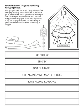 Activity payg ko Primary: Fare bin Kakrom e M’ag e ma machib nag ngog mornga’age Yesus