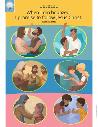 Jesus being baptized and serving others