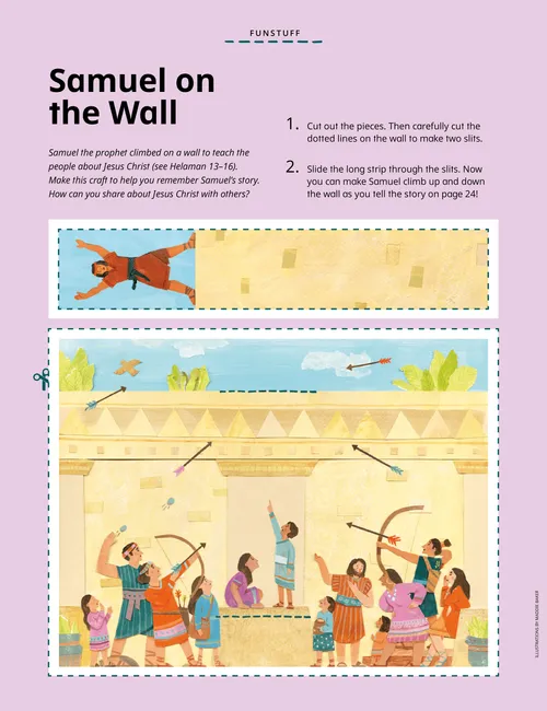 Cut-out craft of Samuel the Lamanite on the wall