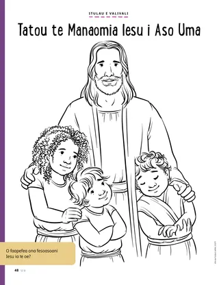 coloring page of Jesus with children