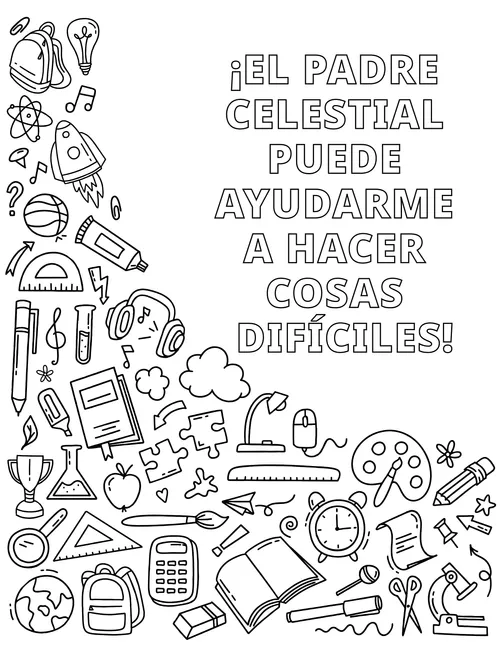 Página para colorear en PDF con cosas que representan habilidades y pasatiempos