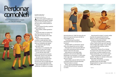 Relato en PDF de tres niños que juegan fútbol, y de Nefi con sus hermanos