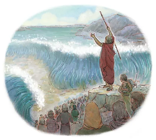 Moses parting Red Sea