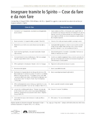 approfondimento, Insegnare tramite lo Spirito: cose da fare e da non fare