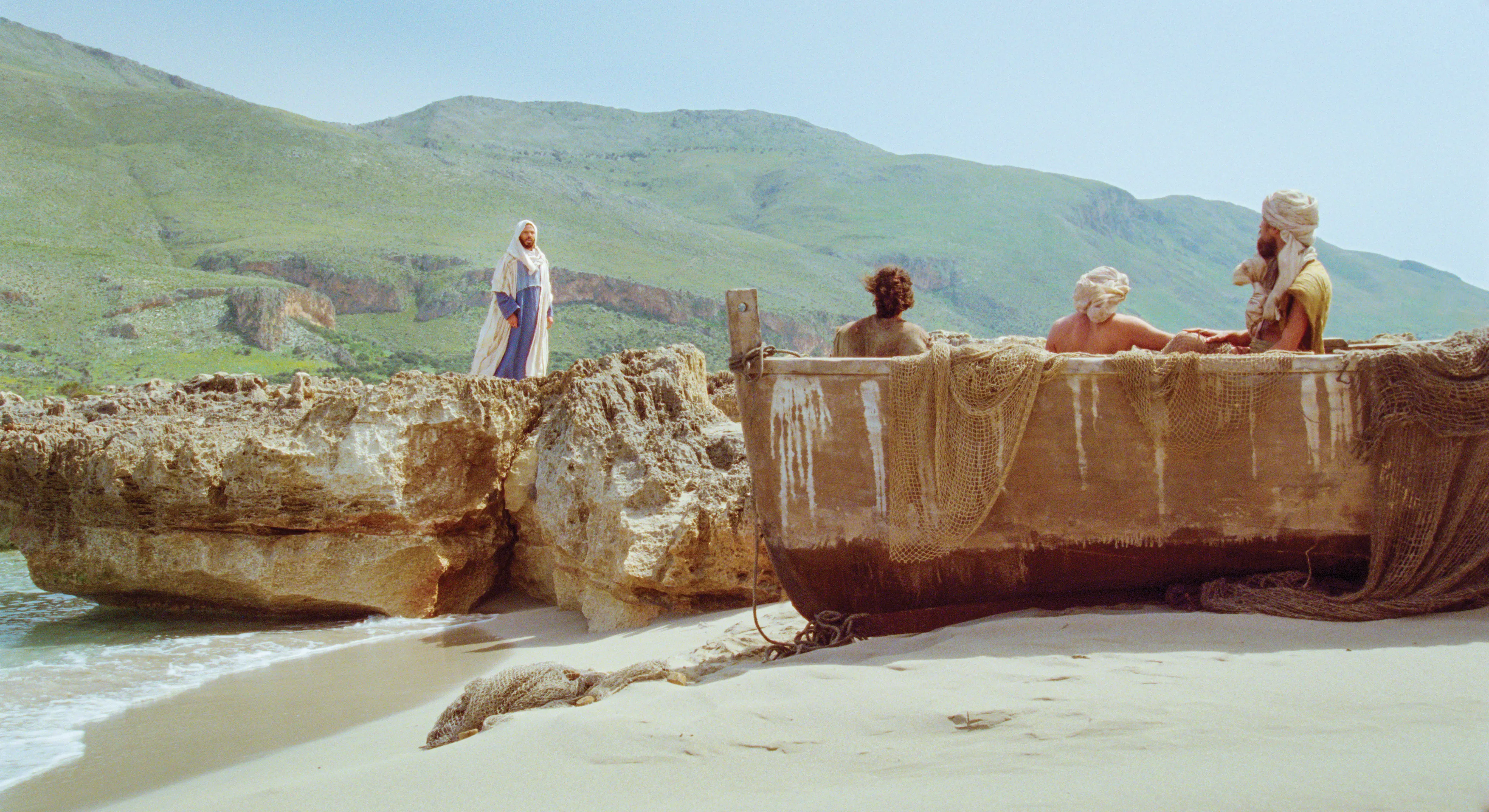 Jesus instructs James, John, and Zebedee.