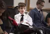 Boy with scriptures at church