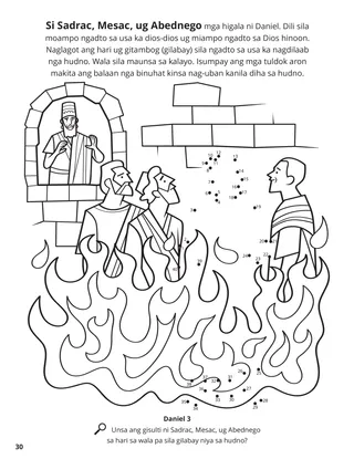 Shadrach, Meshach, and Abed-nego coloring page