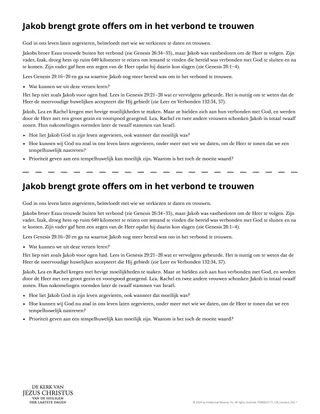 Jakob brengt grote offers om in het verbond te trouwen