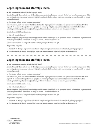 Zegeningen in ons stoffelijk leven