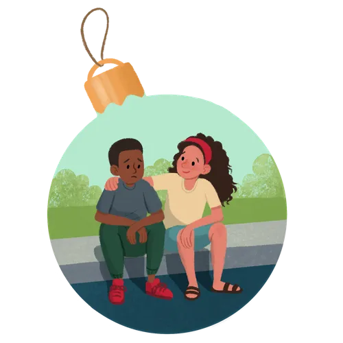 girl showing boy kindness