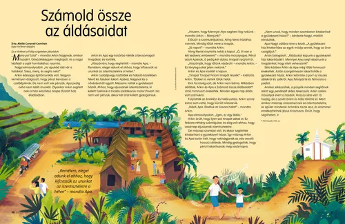 PDF-történet egy férfiról és fiúról, akik egy trópusi környezetben fekvő faluban sétálnak