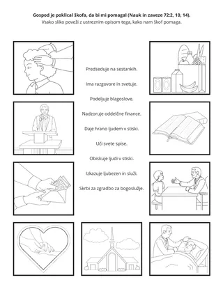 stran z dejavnostjo: škof služi članom oddelka