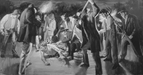 Joseph being tarred and feathered