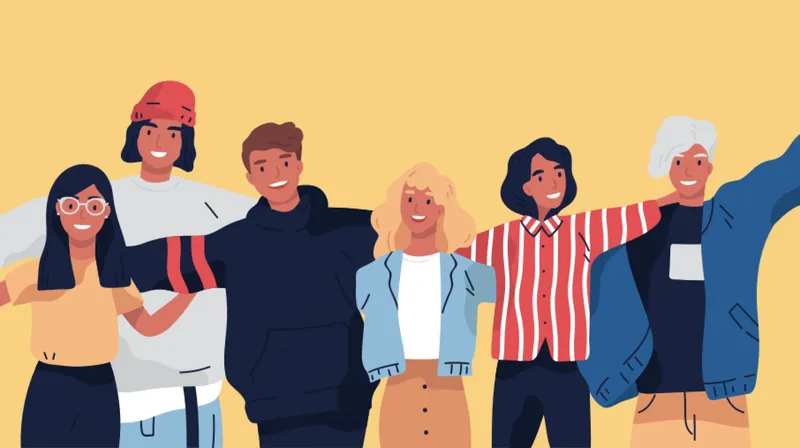 an illustration of teenagers hanging out