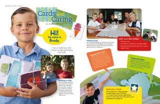 a boy and his handmade cards