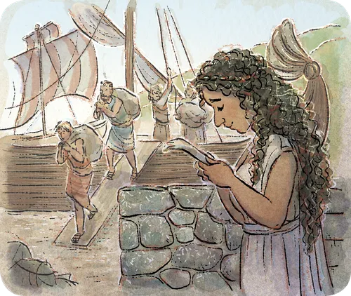 woman reading letter