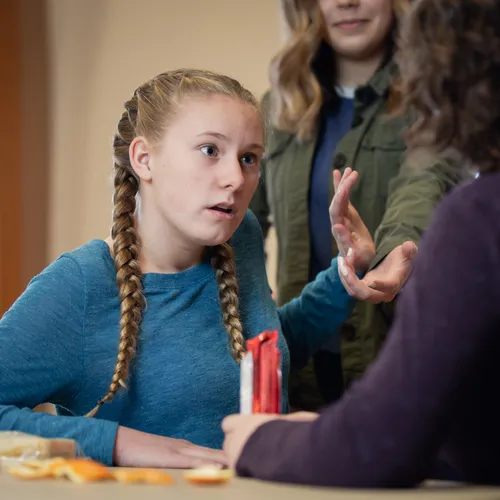 girls in a cafeteria