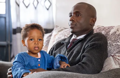 author with his daughter