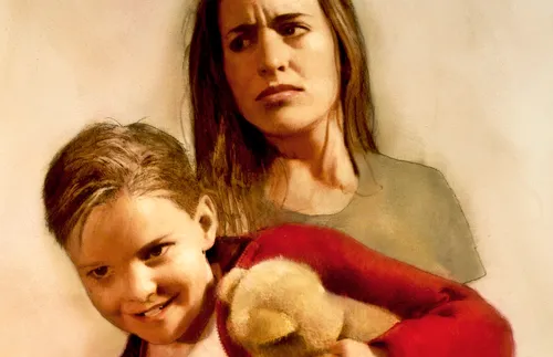 mother struggling with son