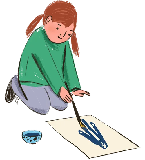 A girl painting a picture of Jesus