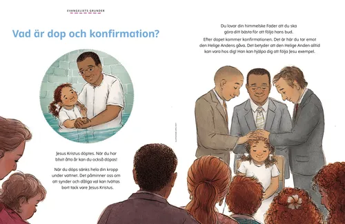 Pdf-sida där en man döper en flicka, och flickan konfirmeras.