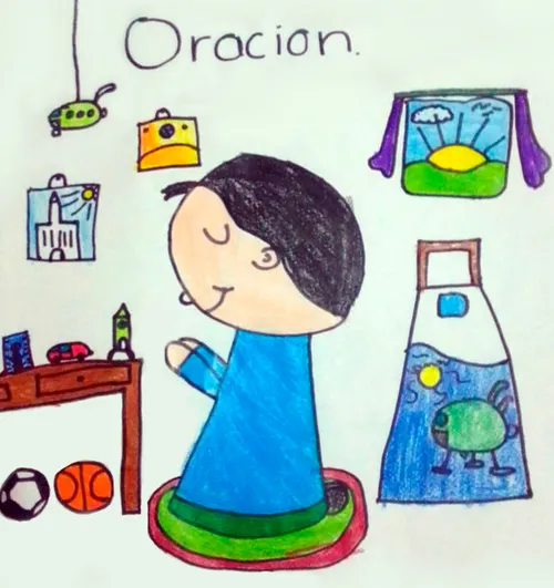 Child’s drawing of a person praying