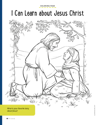 coloring page of Jesus helping a woman