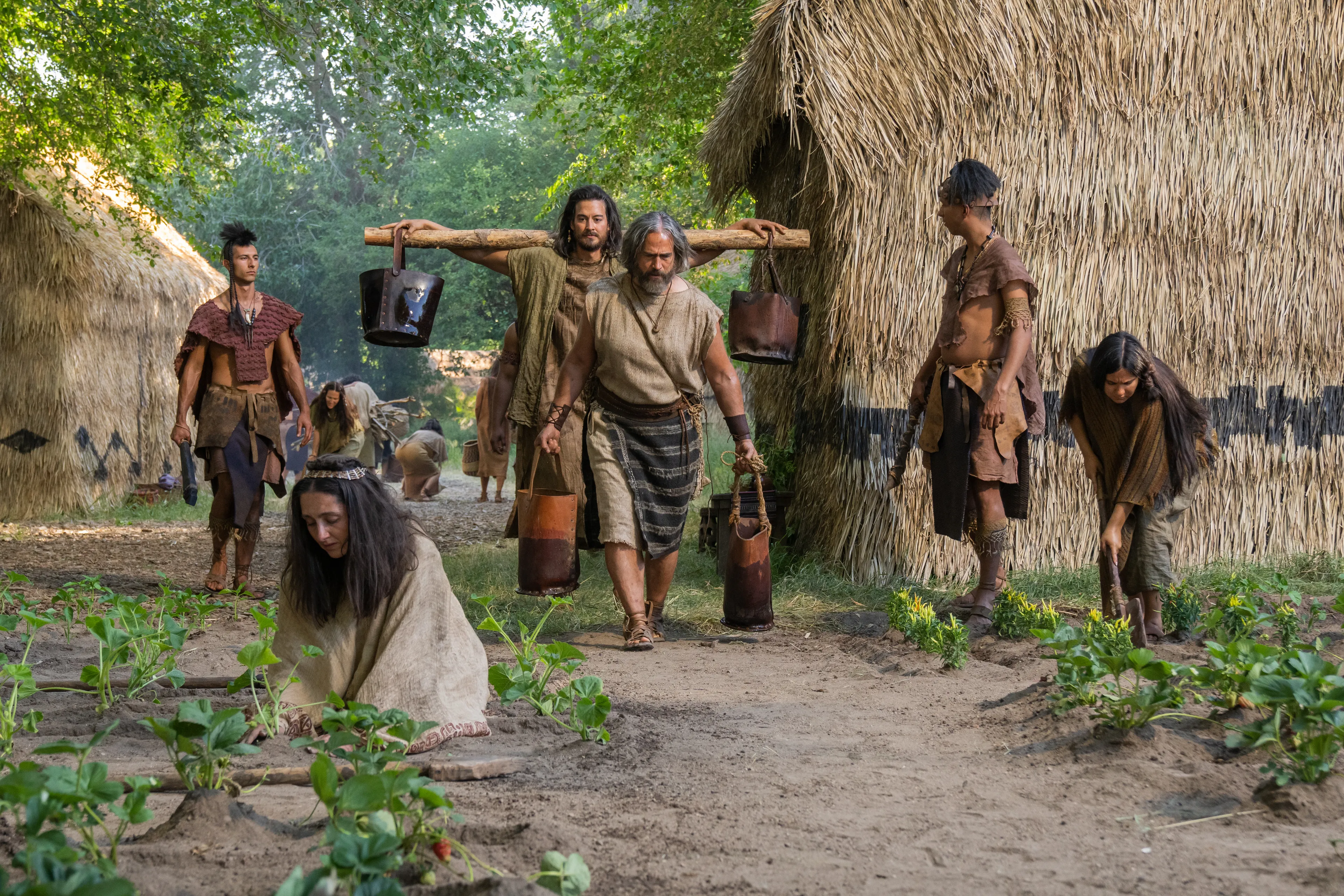 The Lamanite guards force the people of Alma to labor diligently.