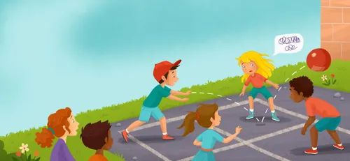 Children playing four square