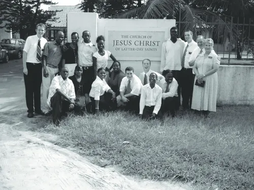 group of people outside Church meetinghouse