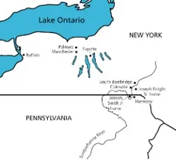 map of New York and Pennsylvania