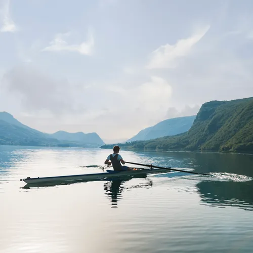 young man rowing