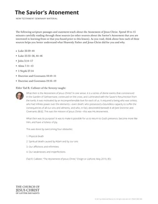 Handout on the Savior’s atonement