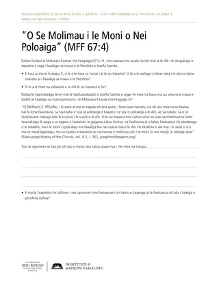 Pepa e tusa atu, “O Se Molimau i le Moni o Nei Poloaiga” (MFF 67:4)
