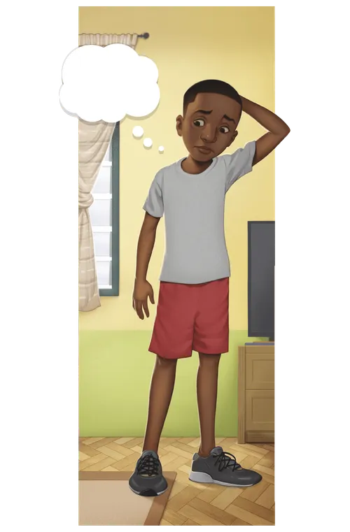 Boy with his hand on his head